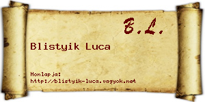 Blistyik Luca névjegykártya